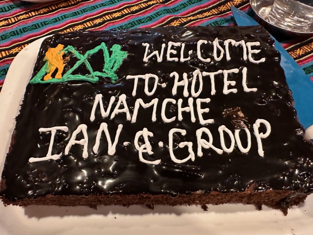 welcome cake in Namche Bazaar.