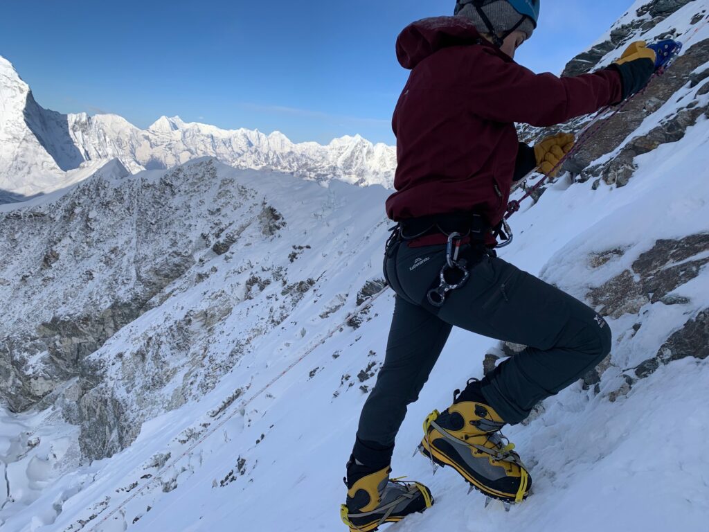 The top of the head wall on Island Peak