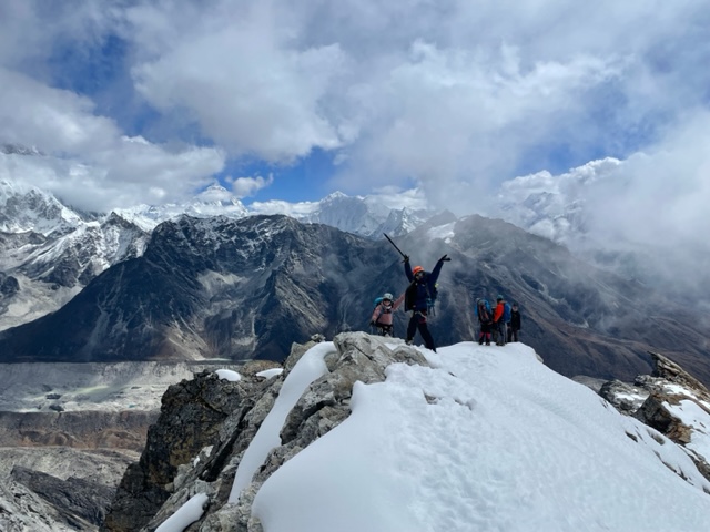 Arriving back at crampon point on Lobuche