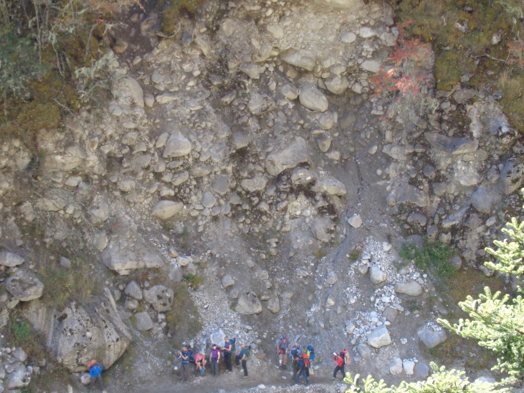 Dangerous Rock Slide Area on EBC Trail
