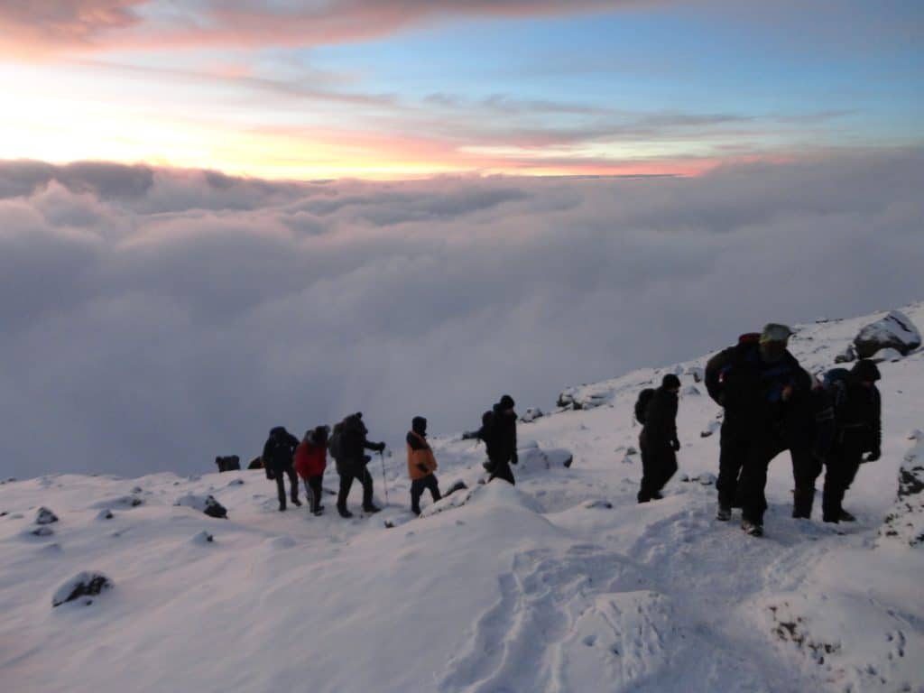 Snow on the trail to the Summit