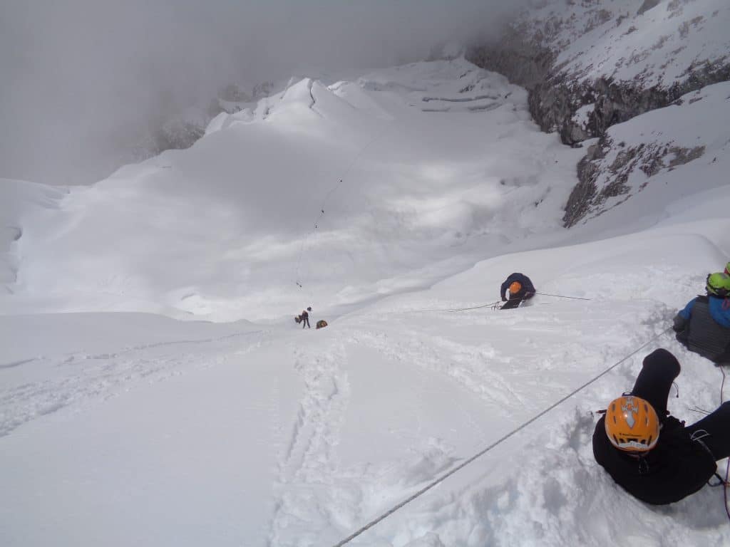 Looking down the head wall on Island peak