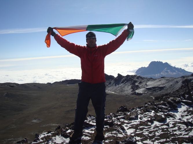 Ian Taylor on the summit of Kilimanjaro.