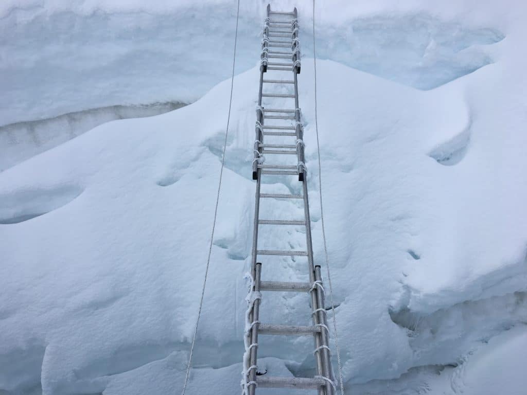 ladder crossing on Island Peak