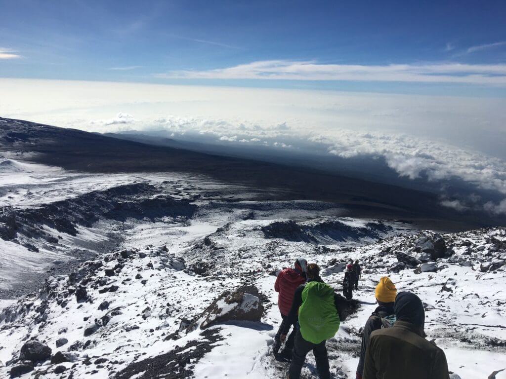 Hiking Downhill on Mount Kilimanjaro