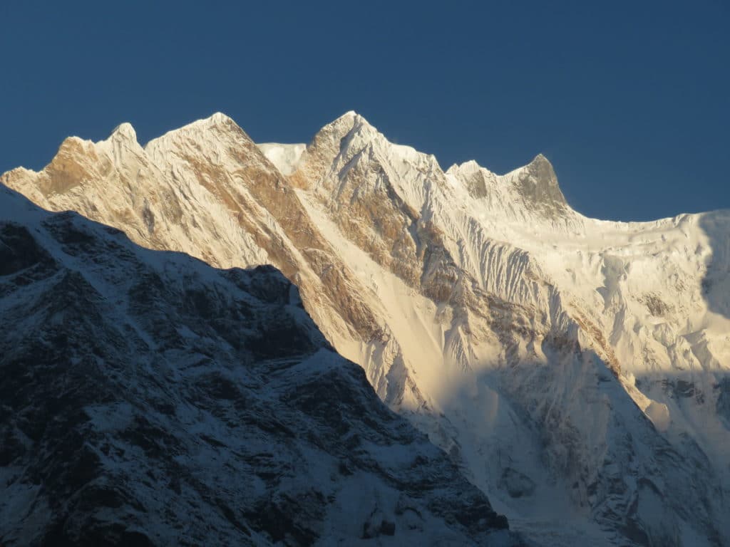 The ridge line between Annapurna South and Annapurna I
