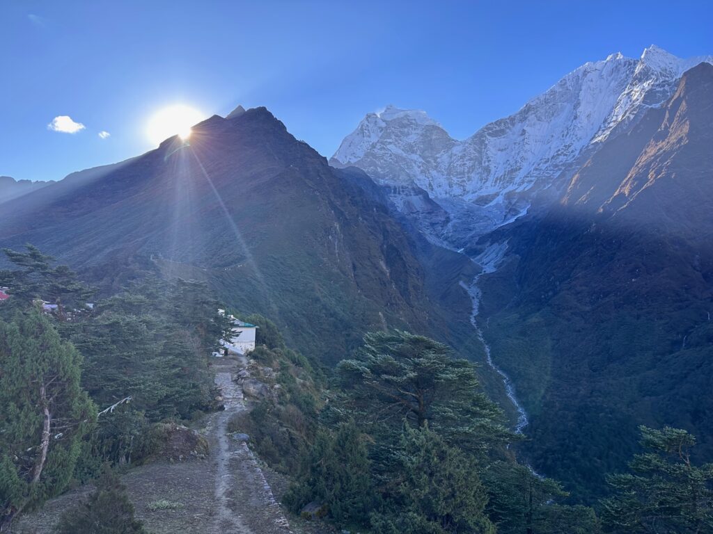 Sun coming up in Tengboche