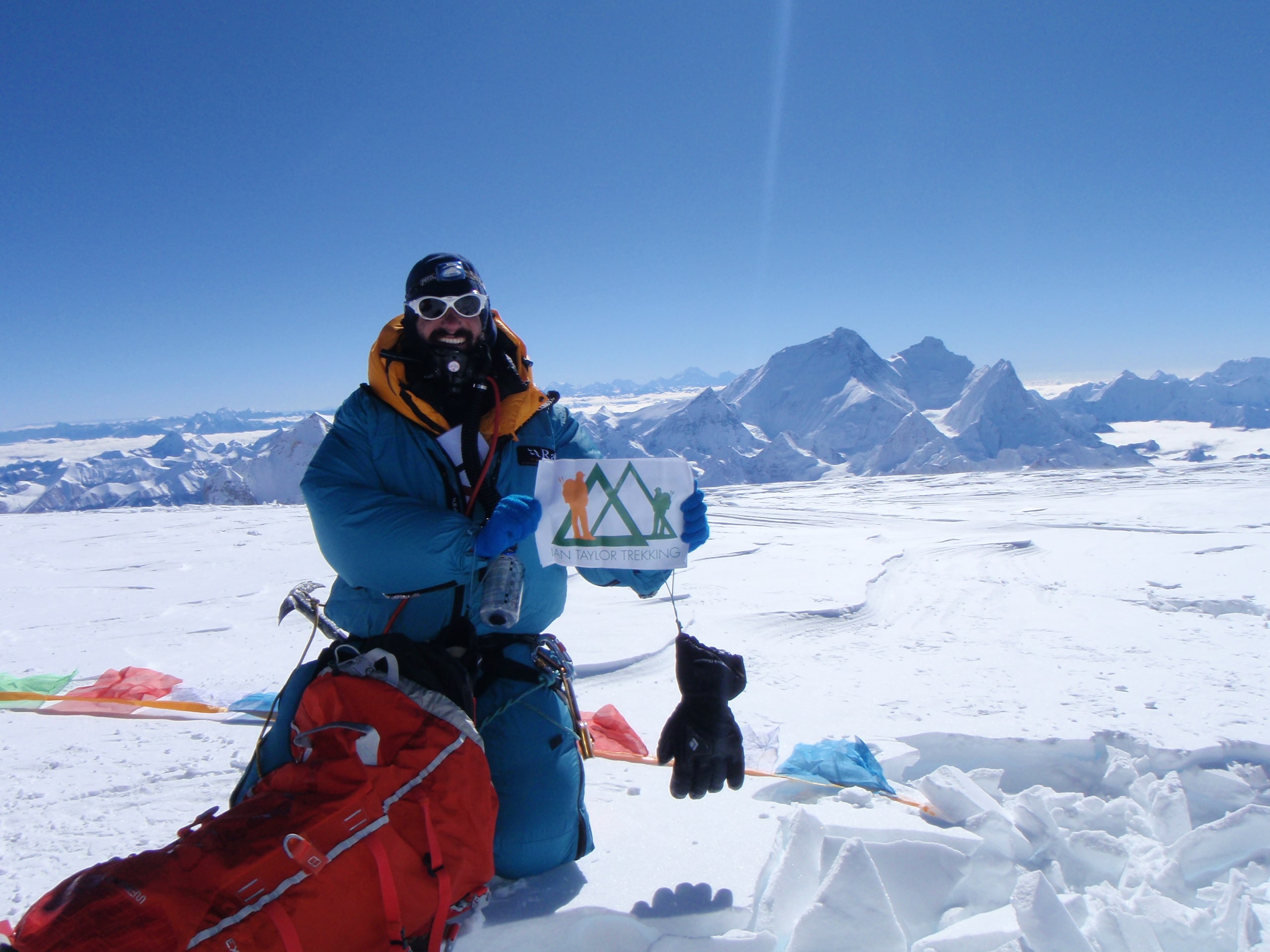 Ian Taylor Trekking on the summit of Cho Oyu
